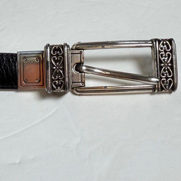 Brighton Reversible Leather Belt Black Red Faux Reptile Silver Tone Buckle M/L main image 9